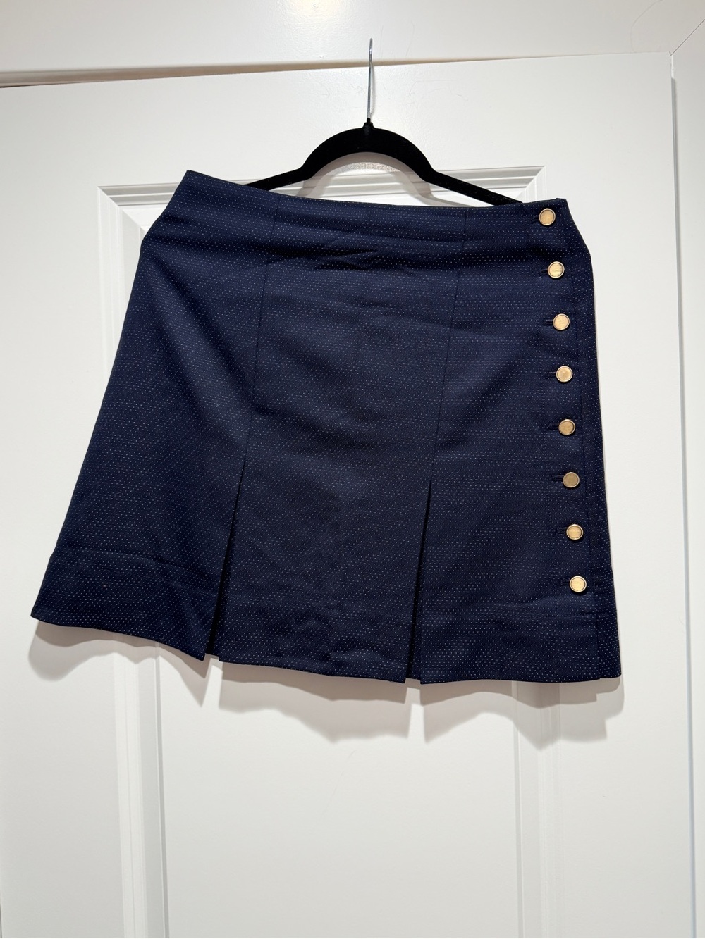 Club Monaco Navy Mini Skirt with Gold Buttons
